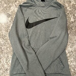 Nike Dri-FIT Gray Hoodie Large Swoosh Athletic Hoodie Size Medium